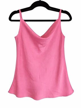 Glam Pink Satin Cami Tank Top Medium Barbiecore Layering